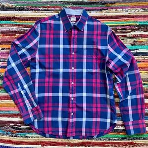 Bonobos ~ Standard fit blue and pink plaid button down shirt